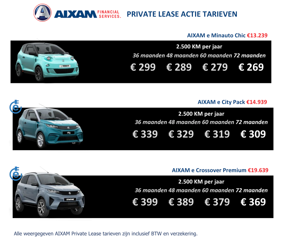 e aixam private lease prijzen